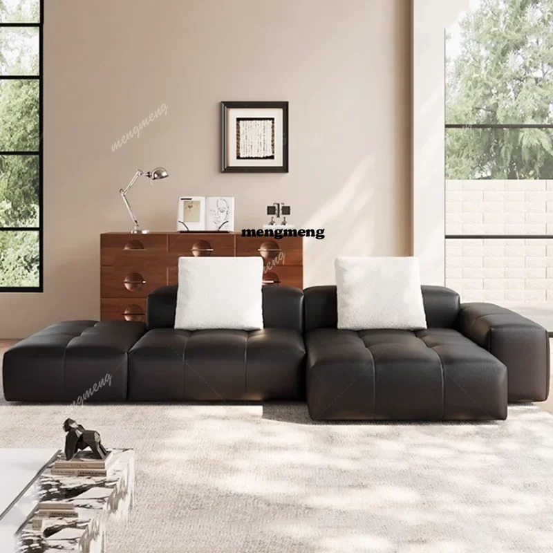 Home Cinema Design - Nordic Leather Compressed Sofa Minimalist Luxury
