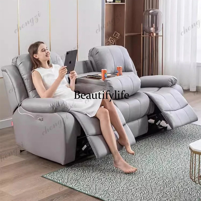 Genuine Leather Manual Electri - Home Cinema Couch 评论和价格