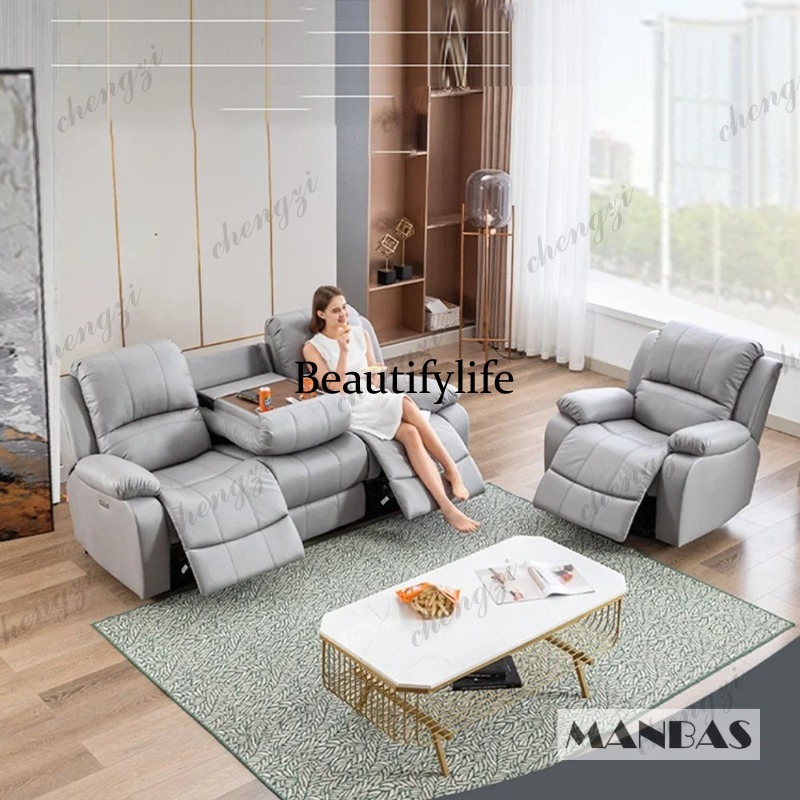Genuine Leather Manual Electri - Home Cinema Couch 评论和价格