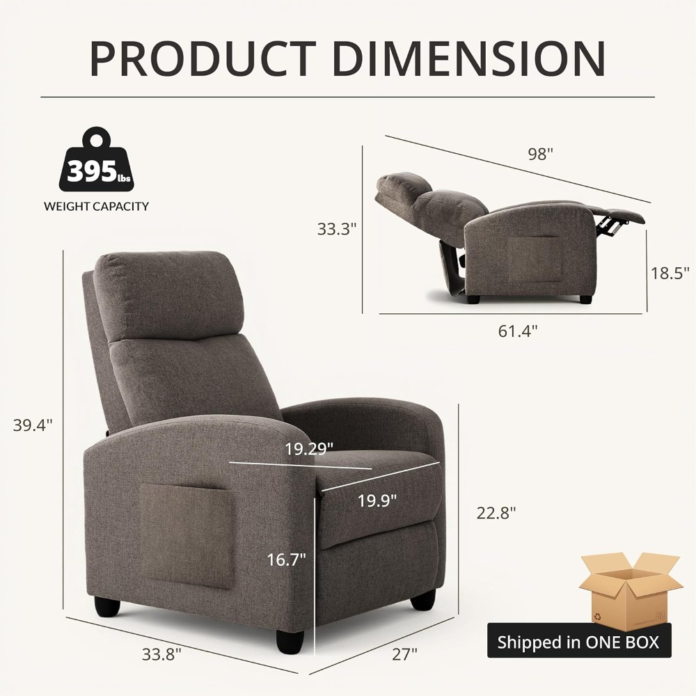 Modern Manual Push Back Reclin - Home Cinema Couch 评论和价格