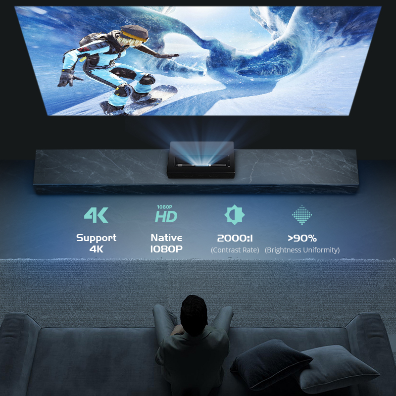 Full HD1080P Laser DLP UST Pro - Home Cinema Ultra Short Throw Projector 评论和价格