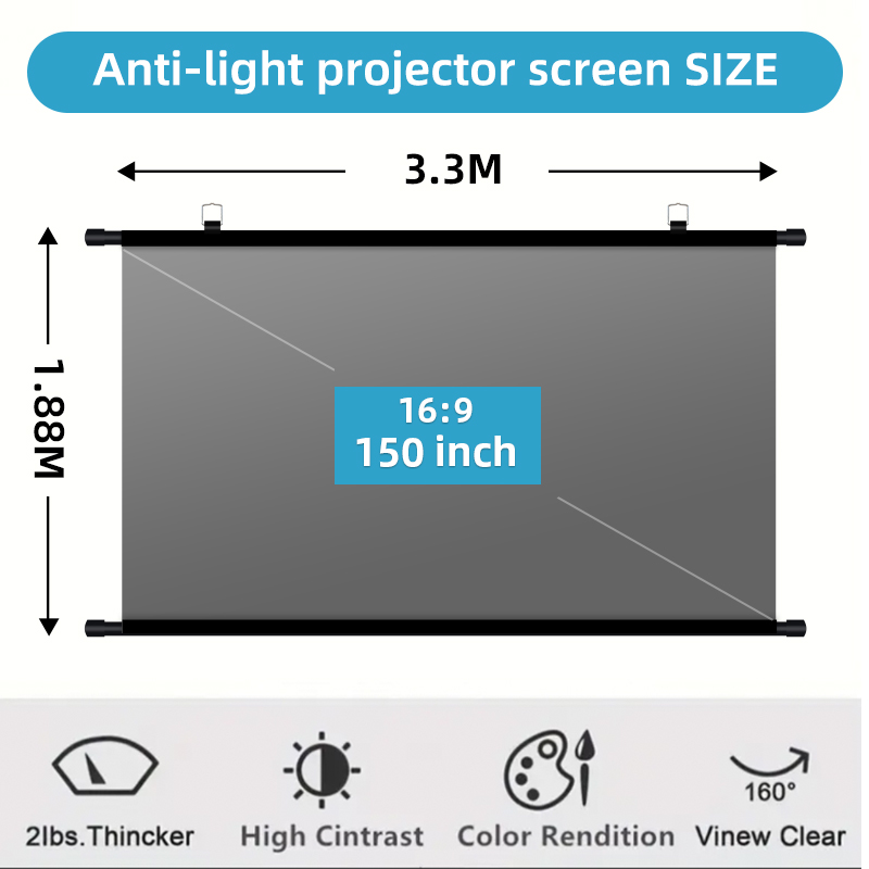 150 Inch 16:9 Anti-Light Proje - Home Cinema Rack 评论和价格