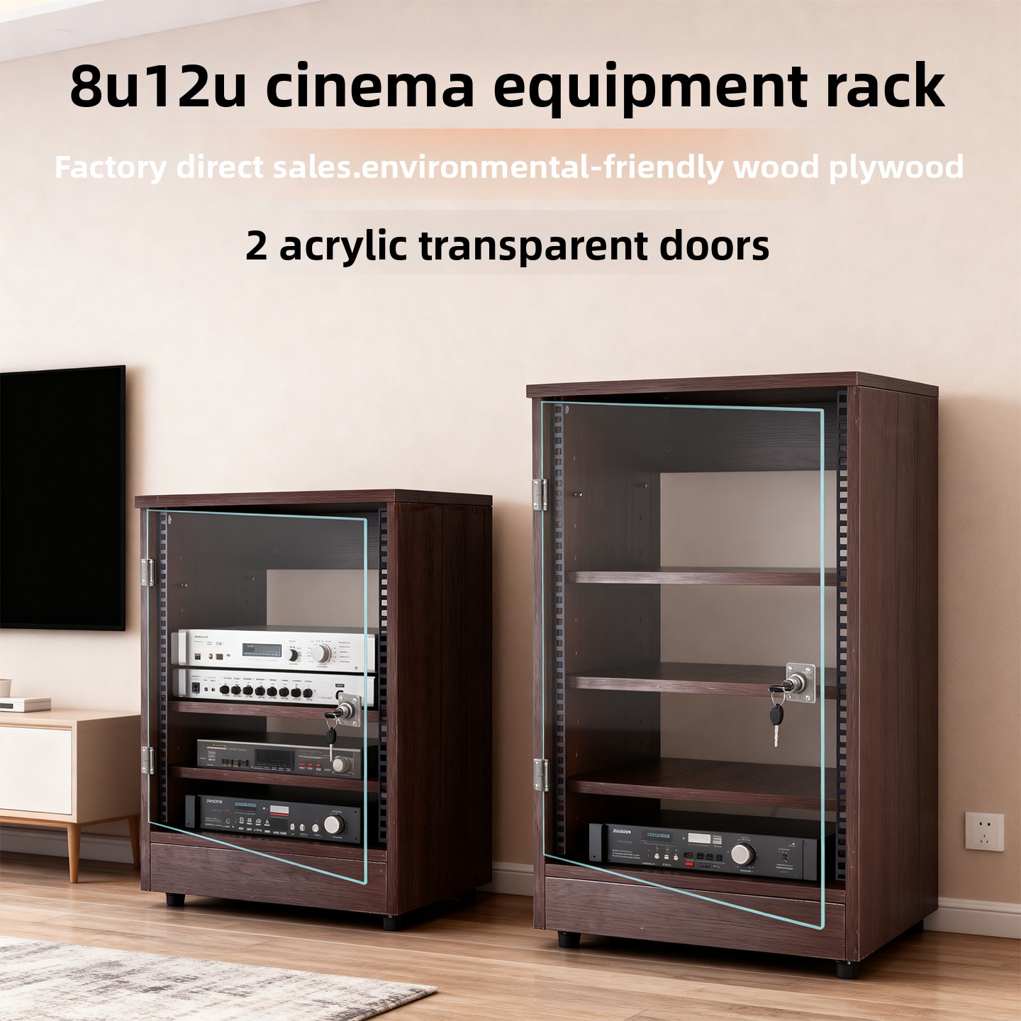 Front transparent door 8U - 16 - Home Cinema Rack 评论和价格